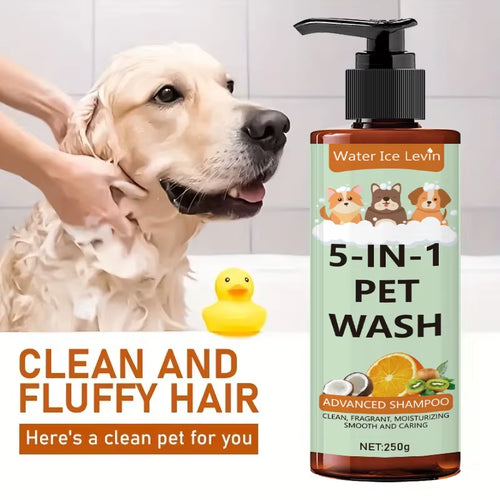 5-In-1 Natural Coconut Pet 3-In-1 Shampoo and Conditioner and Shower Gel, Gentle Cleansing, Soothing Skin, Creating Hair Gloss, Safe and Healthy, Suitable for Cats and Dogs